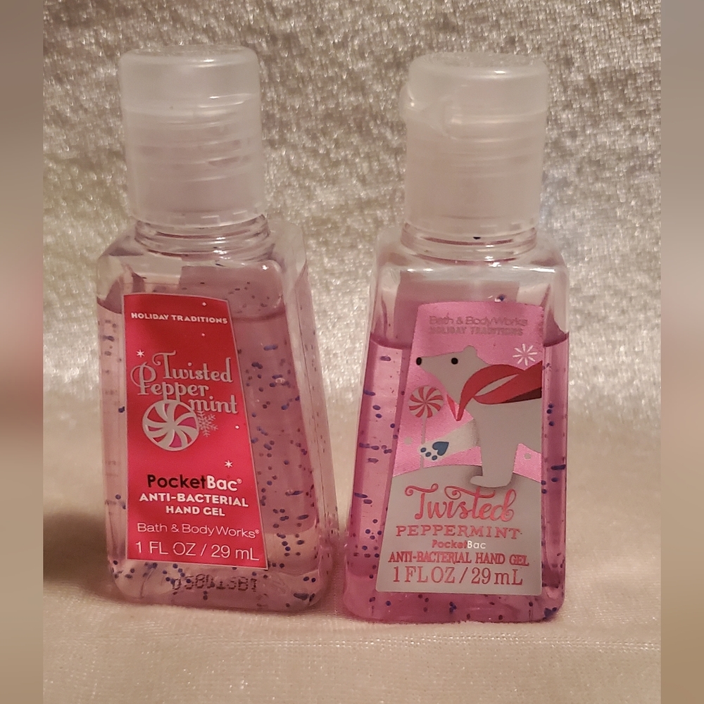 2 Bath & Body Works Twisted Peppermint PocketBac Hand Gel Anti-Bact…